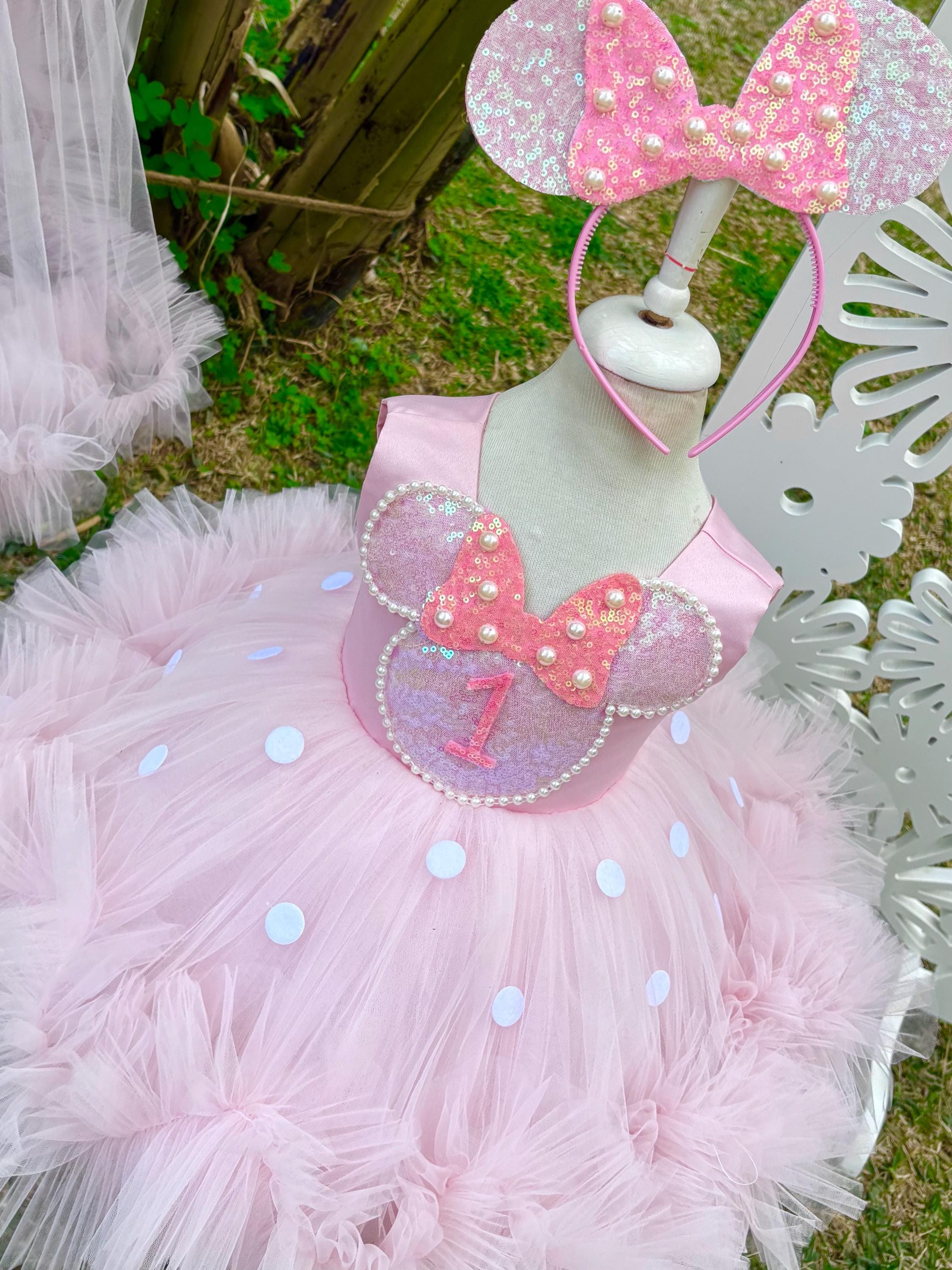Minnie Mickey Mouse Inspired Dress Costume Set, Toddler Pageant Tutu for 1st 2nd 3rd 4th birthday theme