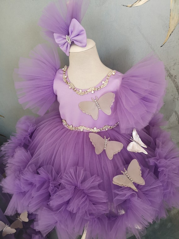 Tul Ropa De Bebe Color Lila Vestido Corto Fivsole Para