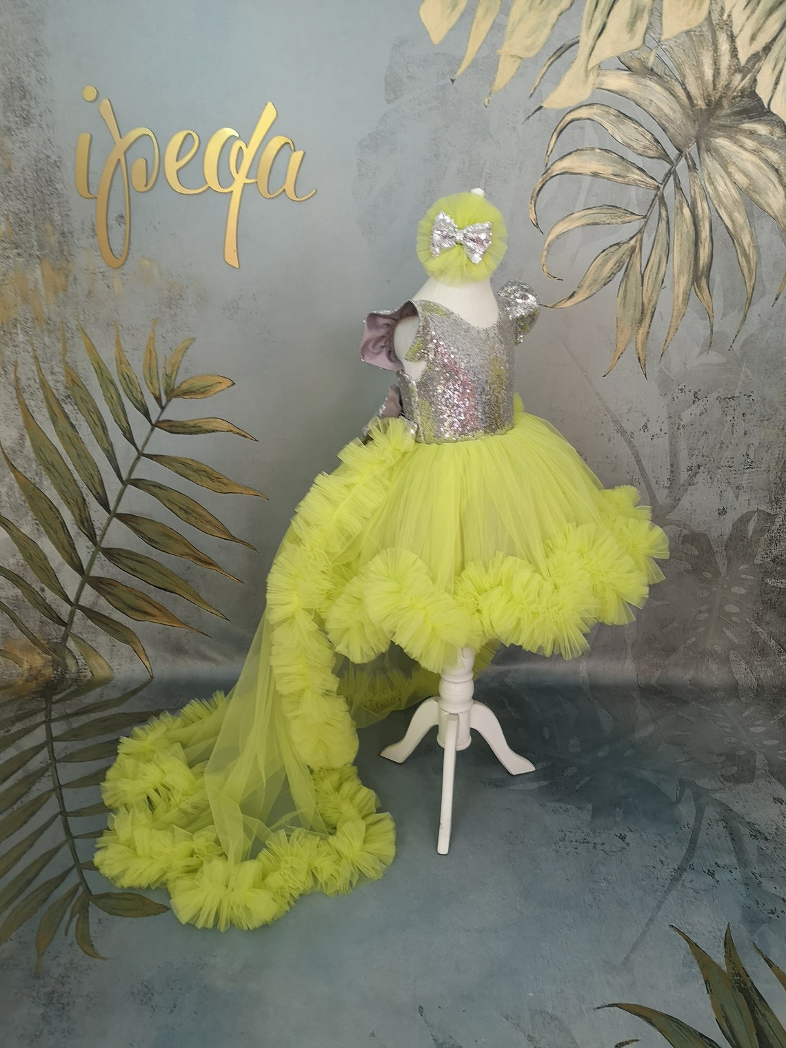 Neon Green Baby Girl Tutu Party Dress and detachable train Etsy