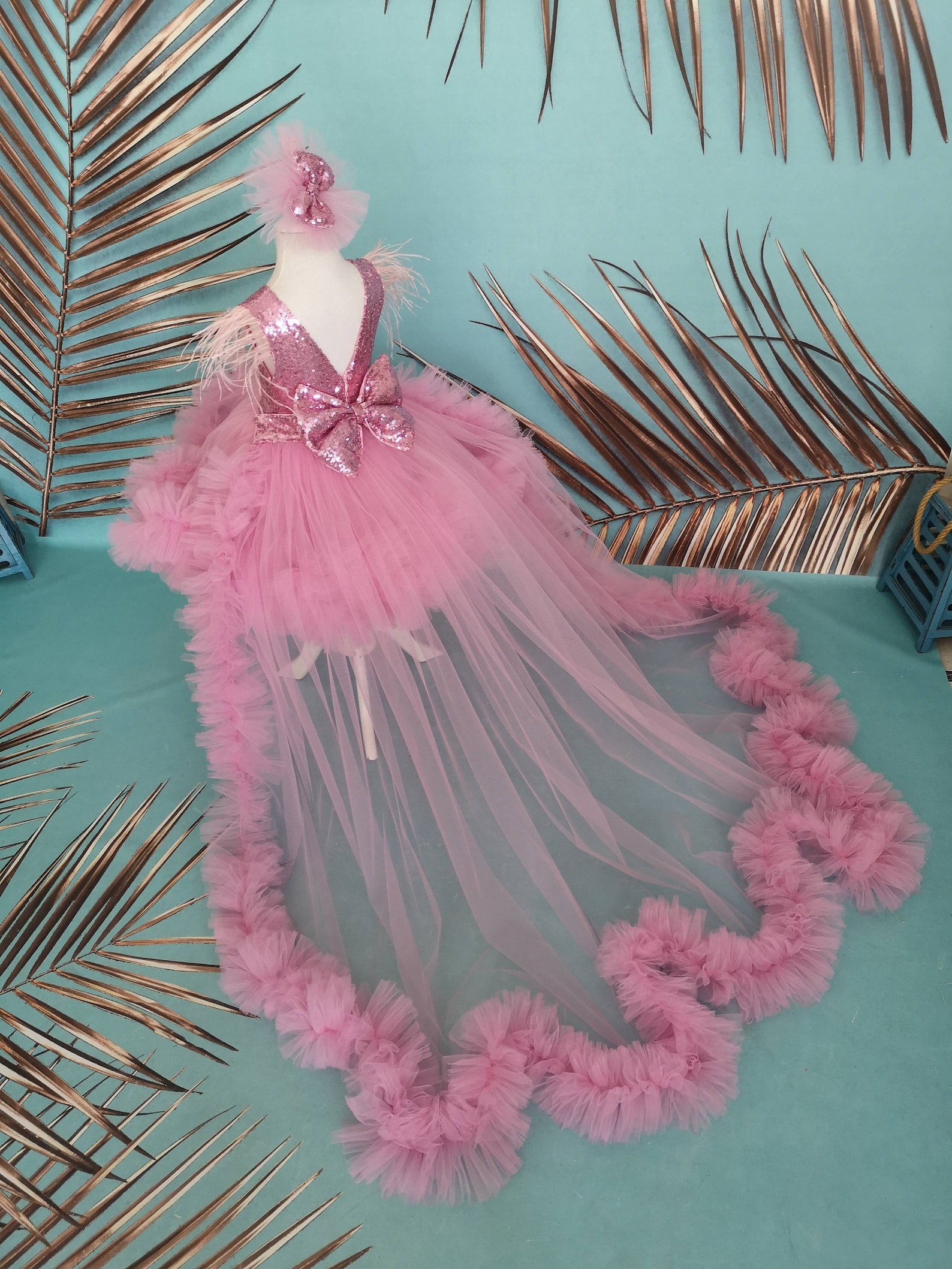 Children's Trailing Girl's Pink Dress