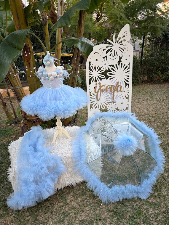 Light Blue Little Girls Pageant Dress for special occasion with Detachable Train, Long Tail Toodler Prom Gown, Baby girl Frock