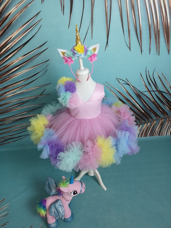 strapless open back dress Unicorn Princess Costume for Kids