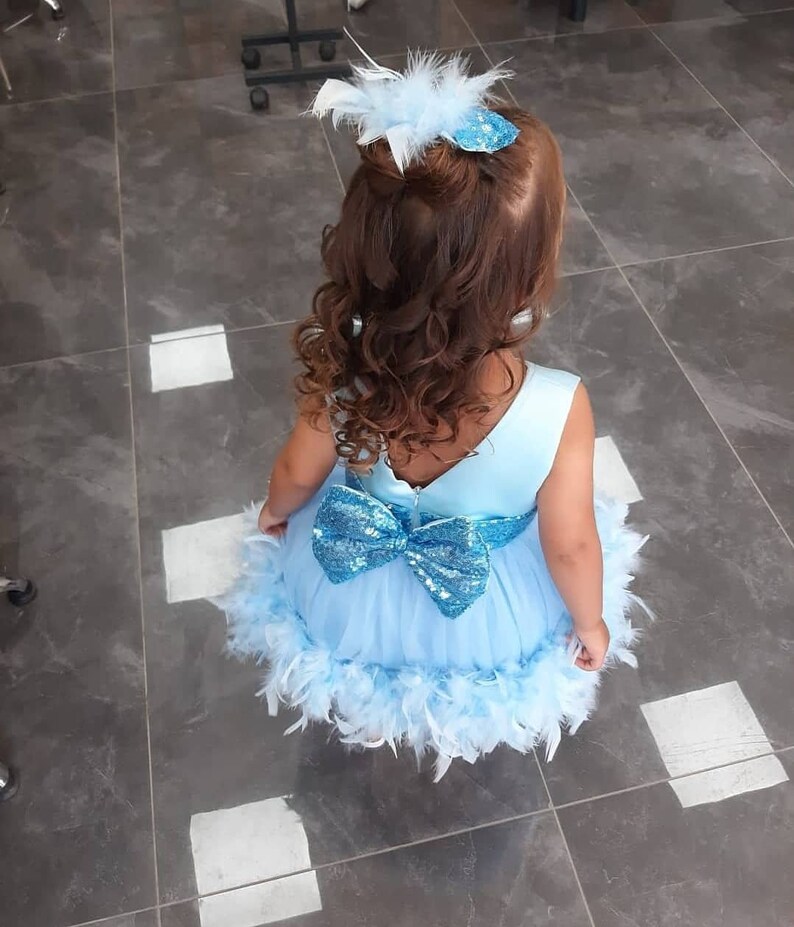 Feather Girls Dress Feather Toddler Wedding Dress 1st Etsy