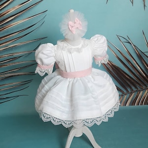 Easter Cotton Dress Toddler | Babtism Lace Dress | Elegant Baby Girl Gown | Christening or Wedding Outfit | Rustic Baby Wear