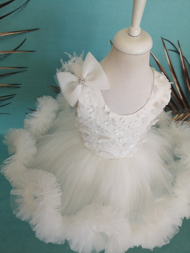 Fancy Princess Dress 1st birthday dress Luxury Lace Flower Girl Dress Girl Party Costume Poam Gown Toddler outfit Baby Birthday Outfit