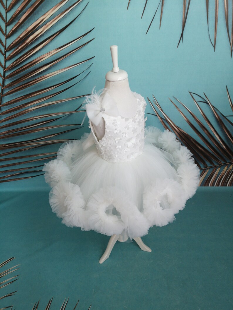 Fancy Princess Dress 1st birthday dress Luxury Lace Flower Girl Dress Girl Party Costume Poam Gown Toddler outfit Baby Birthday Outfit