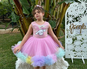 Cinnamoroll Inspired Toddler Pageant Dress with Detachable Train