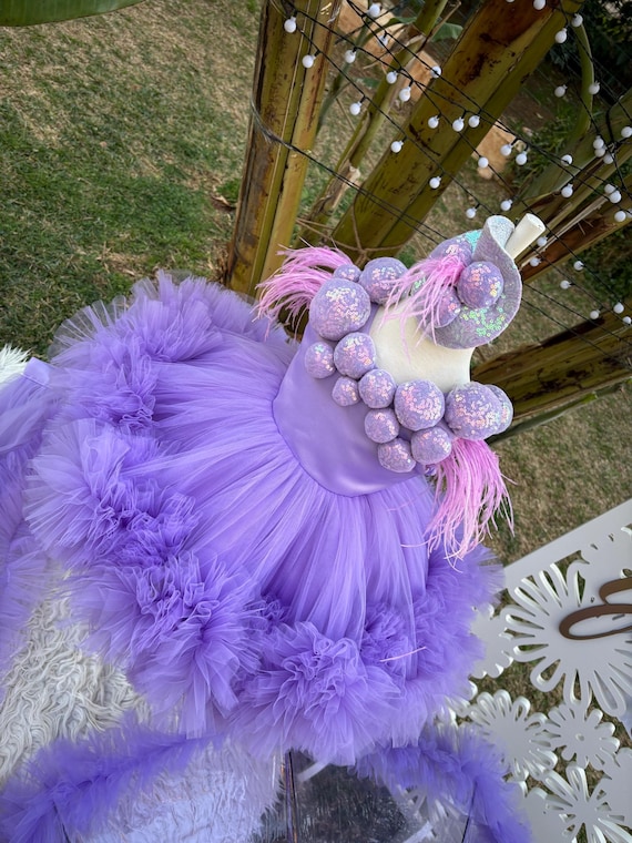 strapless open back dress Summer Baby Girl Purple Flower Fluffy Cute Princess Dress – marryshe