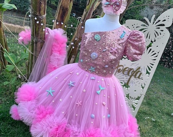 Abito Da Avventura Classico Per Bambini – Costume Da Principessa Dell'oceano Con Collana A Conchiglia E Cavigliera, Vestito Per Gioco Di Ruolo E Halloween