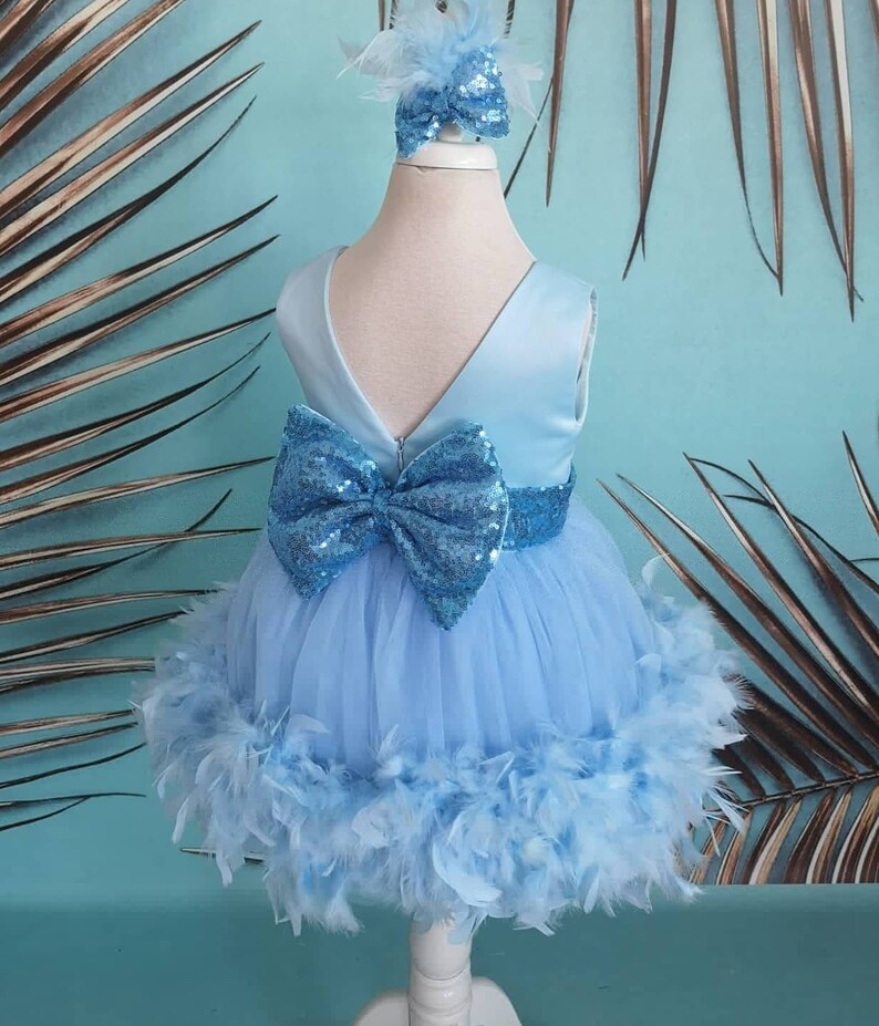 Feather Girls Dress Feather Toddler Wedding Dress 1st Etsy