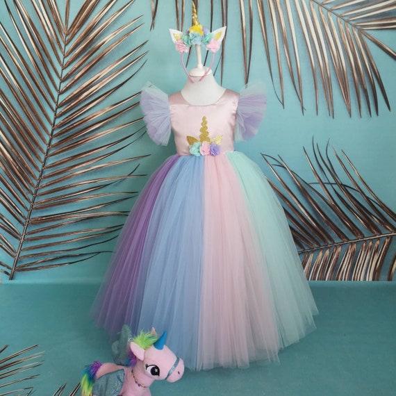 Unicorn Rainbow Tulle Skirt Dress - Just Couture