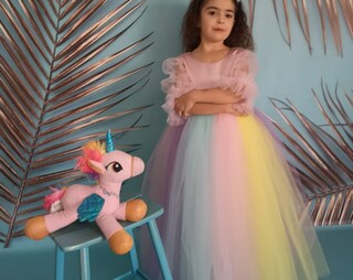 Fascia Unicorno Con Criniera In Tulle E Fiori – Cerchietto Con Velo Per Compleanno E Feste, Per Bambine E Adulti