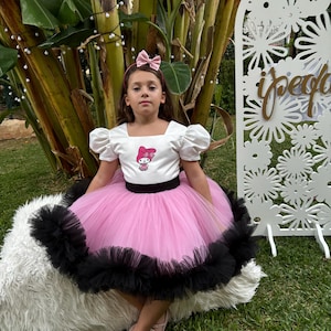 My Melody inspired birthday toddler pageant dress, we can print any character you want for any color dress, just send me a message