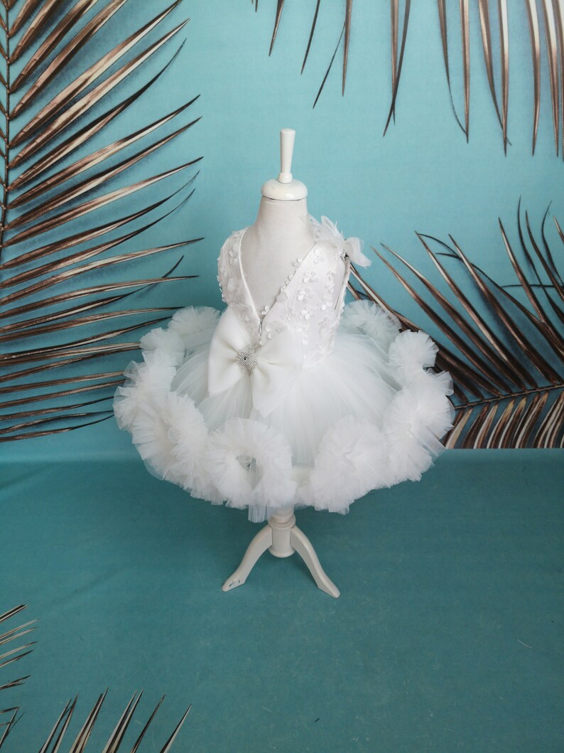 Fancy Princess Dress 1st birthday dress Luxury Lace Flower Girl Dress Girl Party Costume Poam Gown Toddler outfit Baby Birthday Outfit