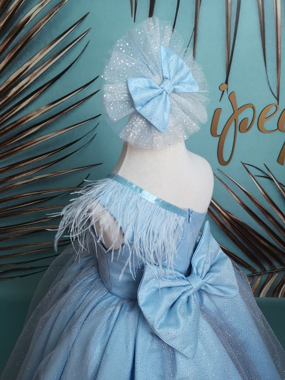 Cindirella Baby Blue Glittered Long Toddler Prom Dress, Floor Length  Princess Ball Gown - Etsy