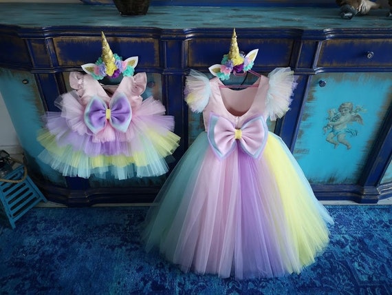 Disfraz de unicornio para niñas, vestido de princesa, flores, arco iris,  cosplay, boda, fiesta, tutú sin mangas (2 años)