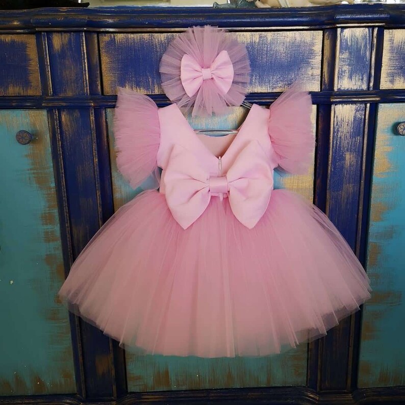Pink Flower Girl Birthday Dress Ball Gown Kids Dress Party Etsy