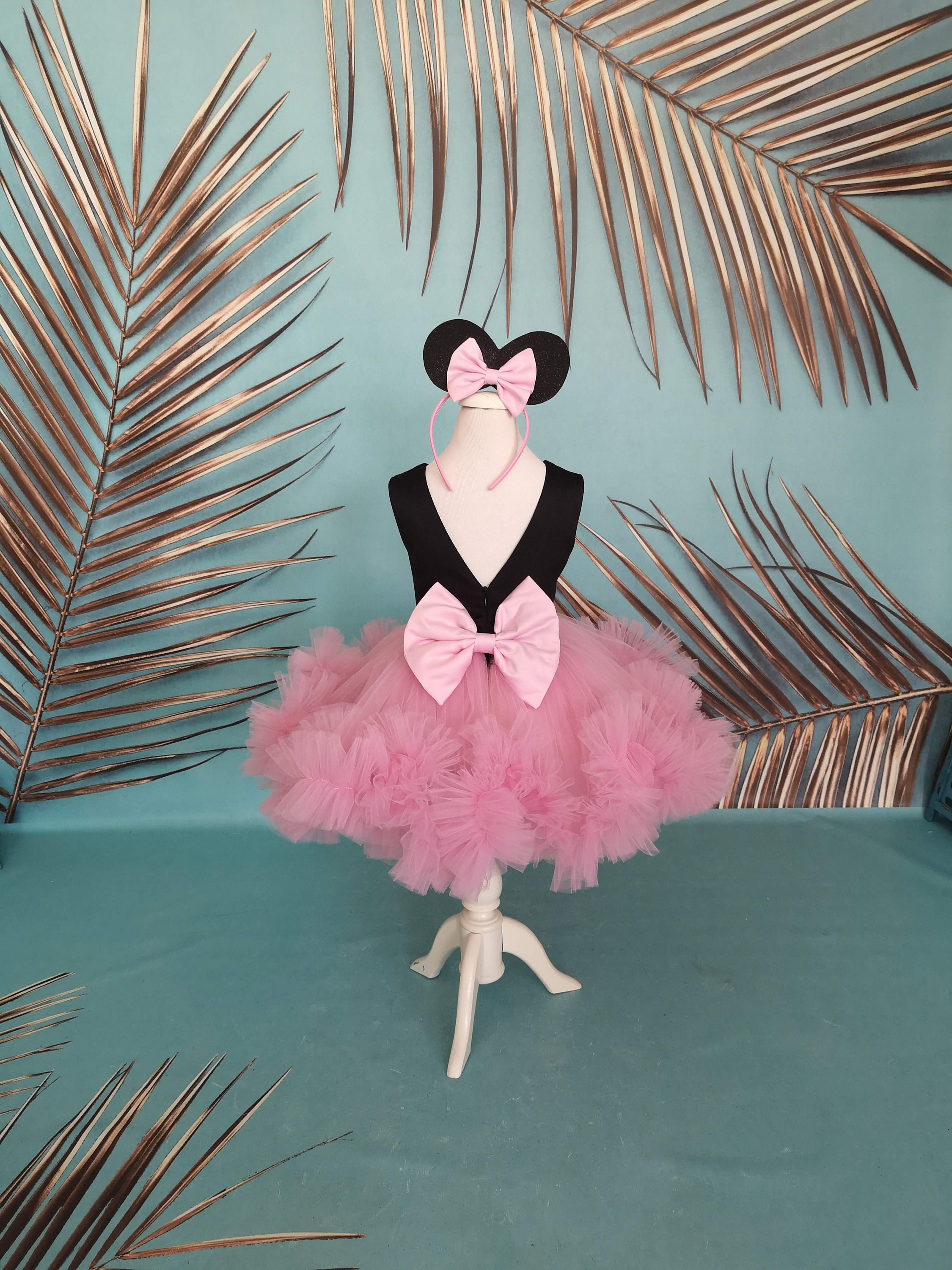 Pink Black Minnie Mouse Inspired Infant Dress Costume Set - Etsy Singapore
