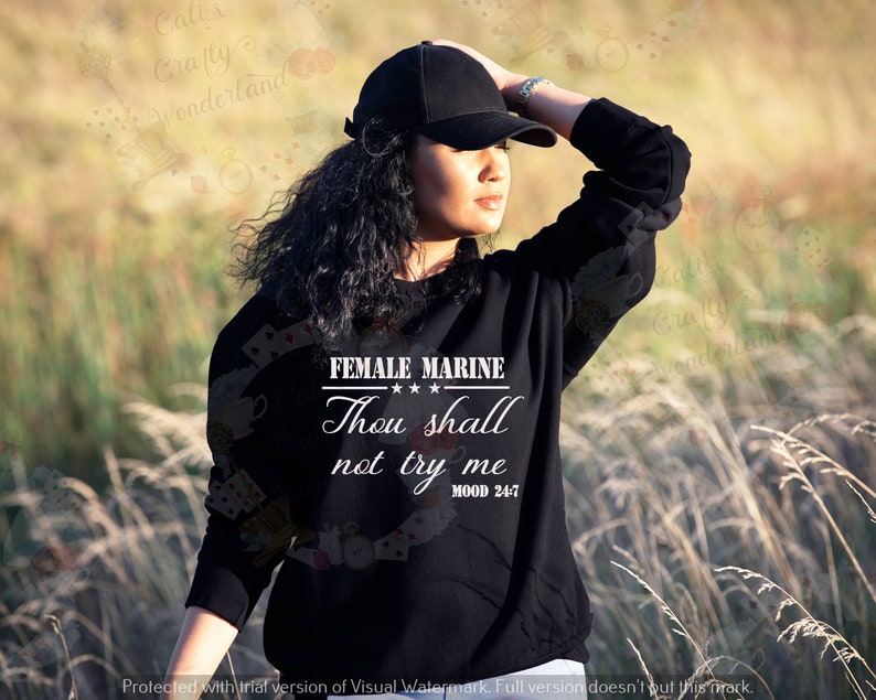 Military Women Female Marine Thou Shalt not try me Mood 24:7 Unisex Tee Military Shirt Funny Tees Shirts for Female Marines