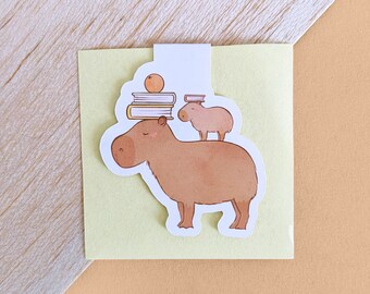 Capybara reads MAGNETIC BOOKMARK