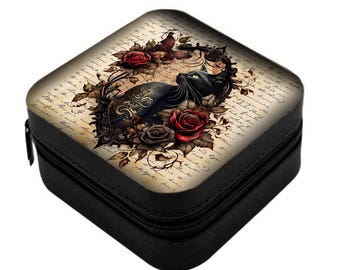 Black Cat & Roses Small Jewellery Box