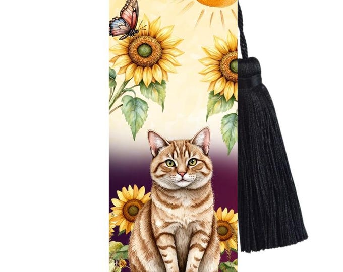 Large Metal Bookmark With Tassel - Ginger Cat - Lazy days