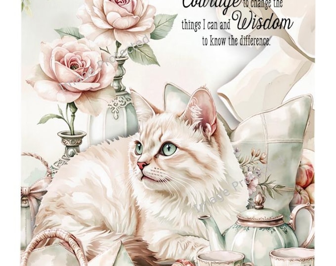 Cat Sign - Hanging Metal Sign - Serenity Quote