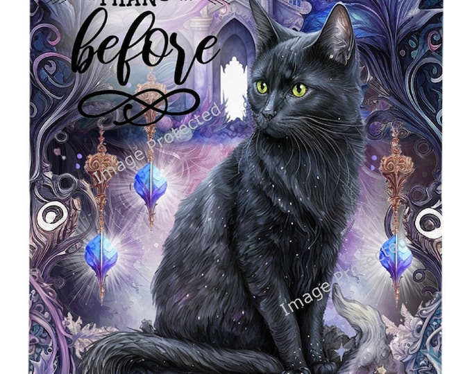 Black Cat Sign - Black Cat Art -  Hanging Metal Sign - Motivational Quote - Stronger Than Before