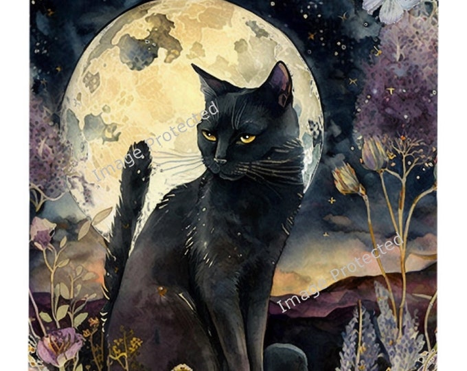 Floral Cat Metal Sign: Handmade Home Decor (20cm x 15cm)