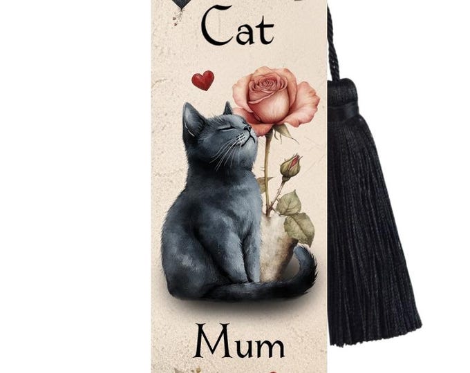 Cat Mum Metal Bookmark With Black Tassel