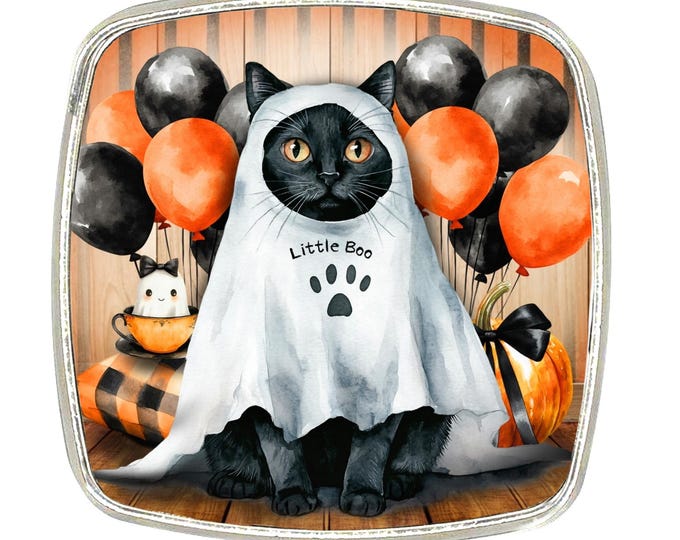 Chrome Cat Magnet: Large Strong Refrigerator Magnet - Little Boo