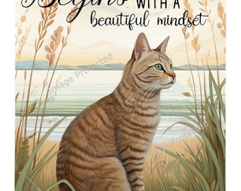 Tabby Cat Hanging Metal Sign: Motivational Quote, Handmade