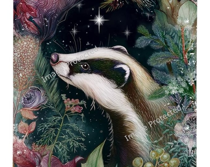 Handmade Badger Christmas Metal Sign: Festive Home Decor