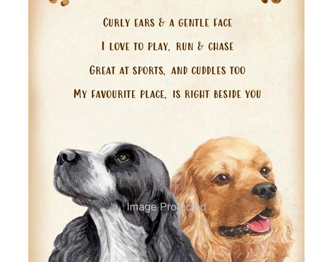 Metal Dog Sign - The Cocker Spaniel