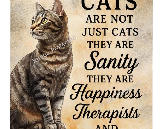 Tabby Cat Metal Wall Sign, Friend Home Decor