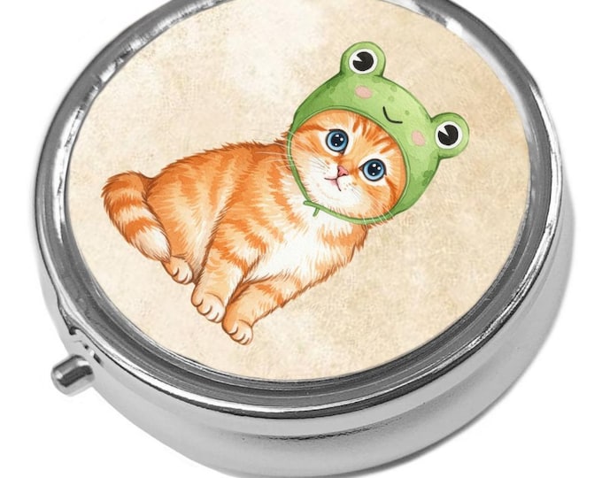 Beanie Baby Ginger Kitten - Metal Pill Box - Cat Trinket Box