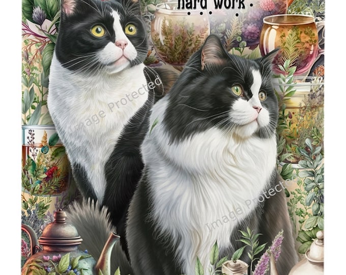 Black & White Cat Metal Sign - Motivational Quote Hanging Decor