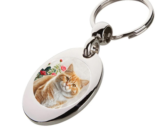 Trolly Keyring/Key Token - Cat Keyring - Ginger & White Cat