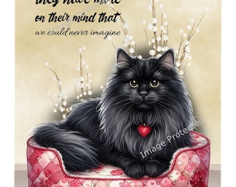Hanging Metal Sign - Love Bug Cats - Black Longhair Cat - Cats are mysterious