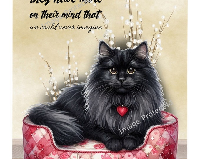 Hanging Metal Sign - Love Bug Cats - Black Longhair Cat - Cats are mysterious