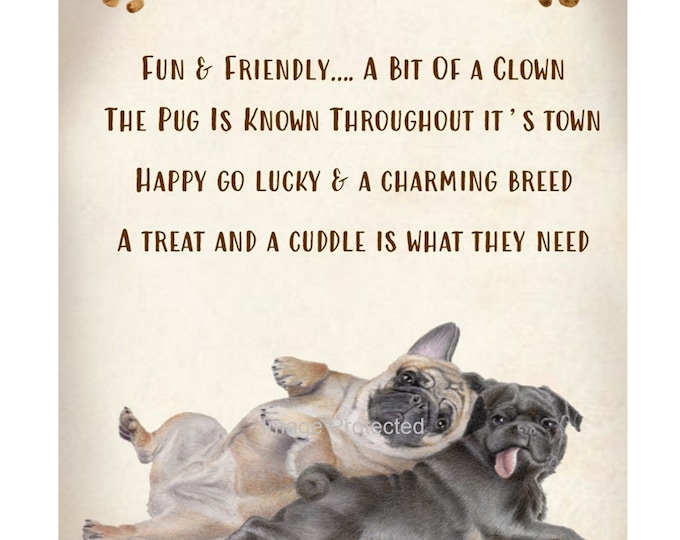 Metal Dog Sign - The Pug