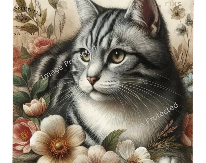 Cat Metal Sign - Funny - Vintage Grey Tabby Cat & Quote