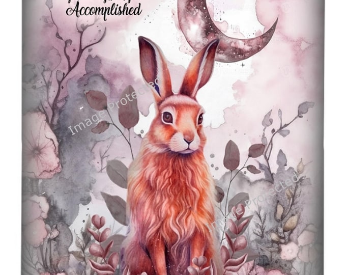 Hanging Metal Sign - Mystic Hare - Motivational Quote, Nature does not hurry, yet everything is accomplished