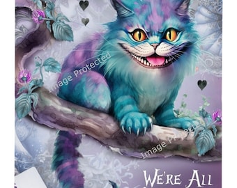 Hanging Metal Cheshire Cat Sign: Whimsical Home Decor