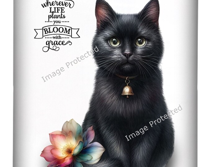 Hanging Metal Cat Sign - Black Cat Sign - Bloom With Grace