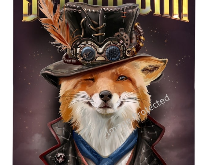 Hanging Metal Sign - Steampunk Fox - Stay Wild - Fox Plaque/sign