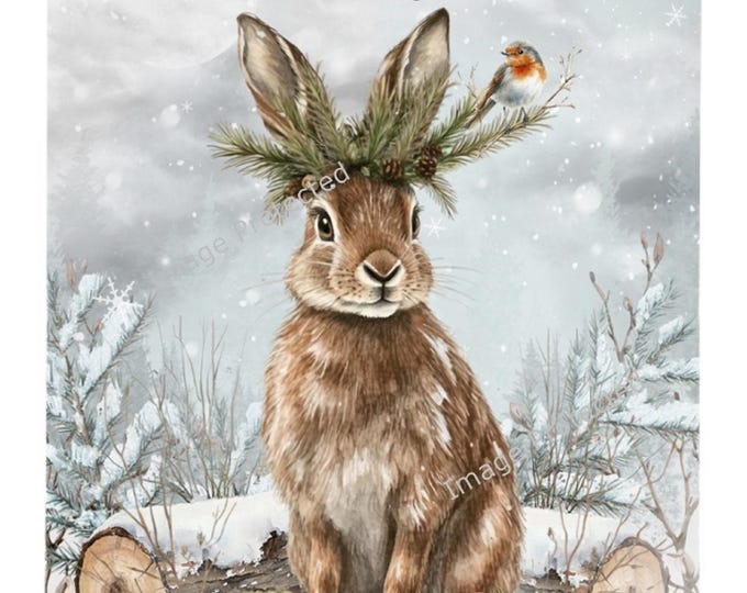Hanging Metal Sign - Winter Hare - Motivational Quote, Kindness Beautifies Everything