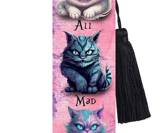 Large Metal Bookmark With Tassel - Cheshire Cat Bookmark