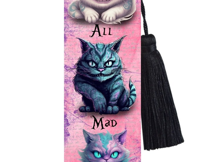 Large Metal Bookmark With Tassel - Cheshire Cat Bookmark