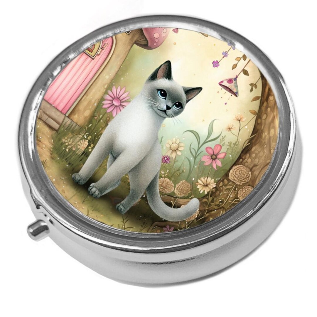 Siamese Cat Metal Pill Box: Whimsical Trinket Container - Etsy